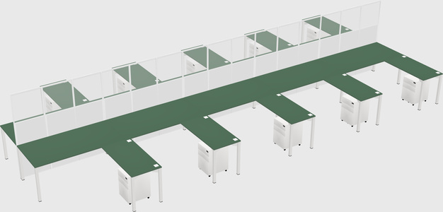 Shared l-shape cubicle