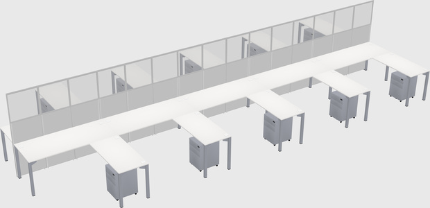 Shared l-shape cubicle