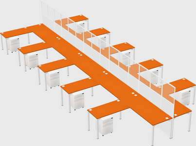 Shared l-shape cubicle