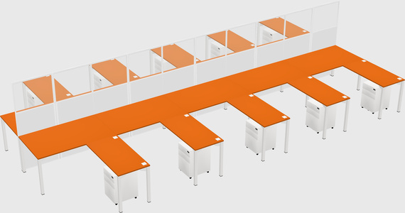 Shared l-shape cubicle