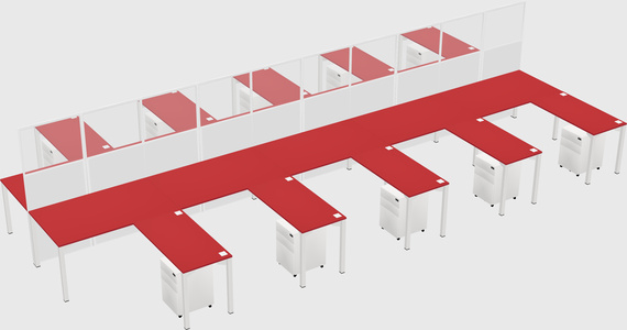 Shared l-shape cubicle