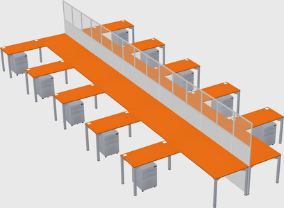 Shared l-shape cubicle