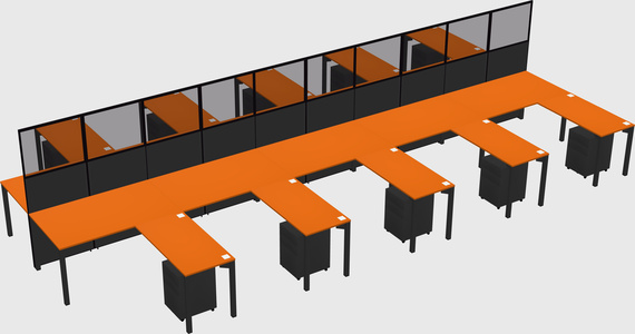 Shared l-shape cubicle