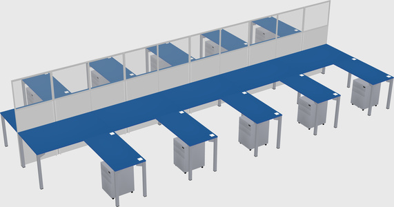 Shared l-shape cubicle