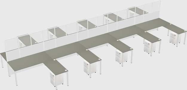 Shared l-shape cubicle