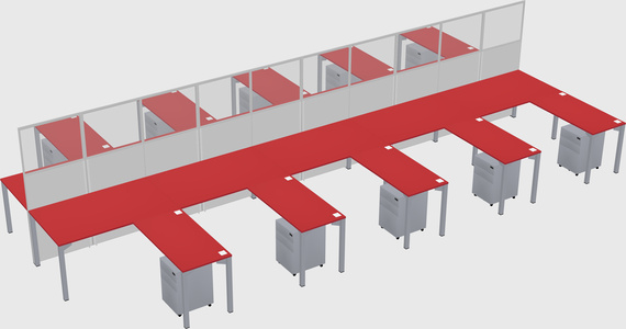 Shared l-shape cubicle