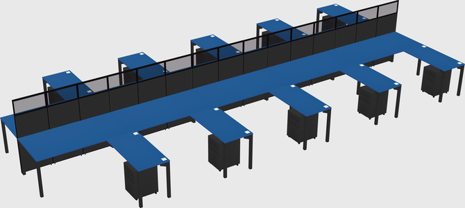 Shared l-shape cubicle