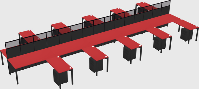 Shared l-shape cubicle