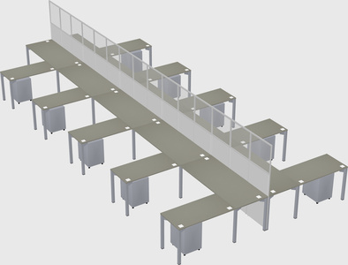 Shared l-shape cubicle