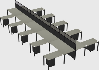 Shared l-shape cubicle