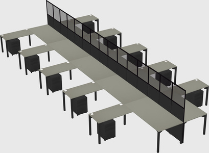 Shared l-shape cubicle