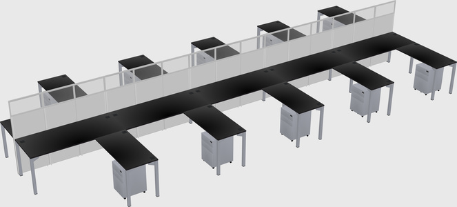 Shared l-shape cubicle