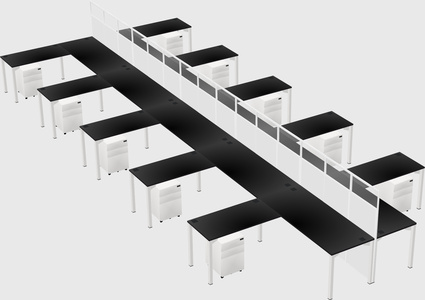 Shared l-shape cubicle