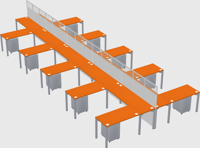 Shared l-shape cubicle