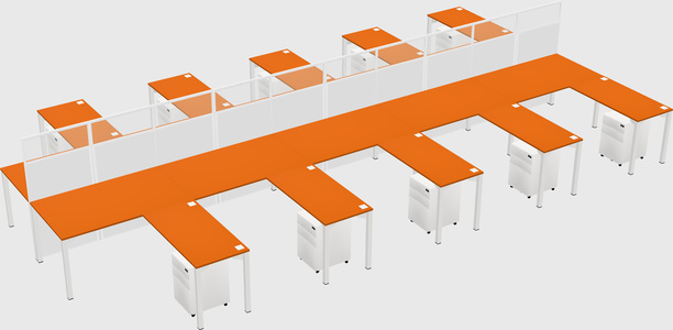 Shared l-shape cubicle
