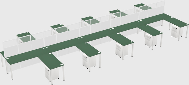 Shared l-shape cubicle