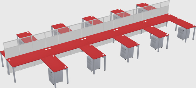Shared l-shape cubicle