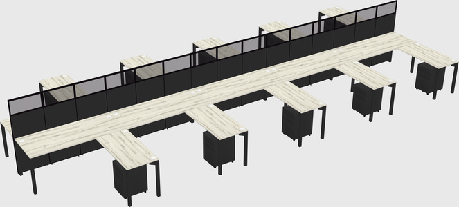 Shared l-shape cubicle