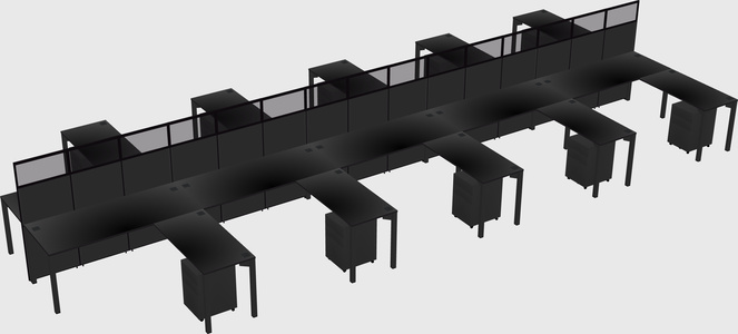 Shared l-shape cubicle