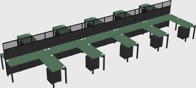 Shared l-shape cubicle