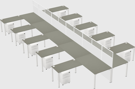 Shared l-shape cubicle