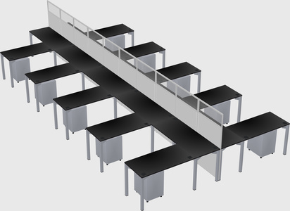 Shared l-shape cubicle