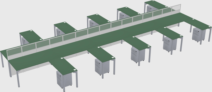 Shared l-shape cubicle