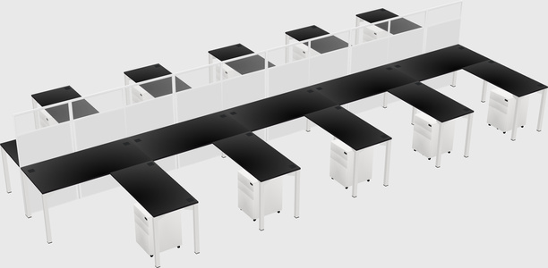 Shared l-shape cubicle