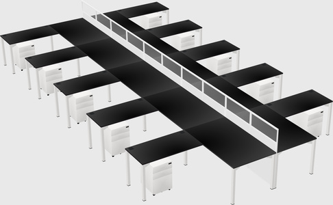 Shared l-shape cubicle
