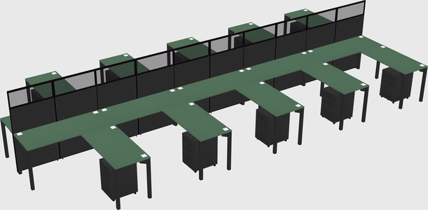 Shared l-shape cubicle