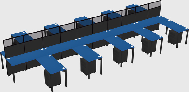 Shared l-shape cubicle