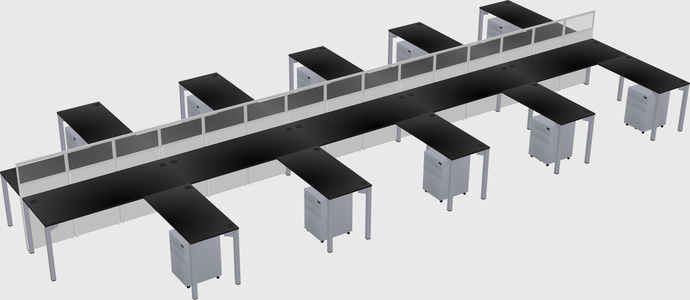 Shared l-shape cubicle