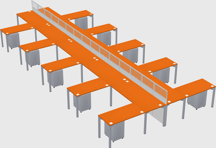 Shared l-shape cubicle