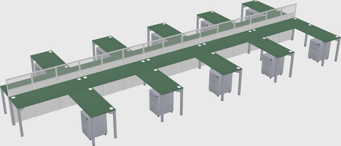 Shared l-shape cubicle
