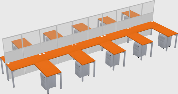 Shared l-shape cubicle
