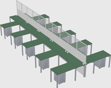 Shared l-shape cubicle