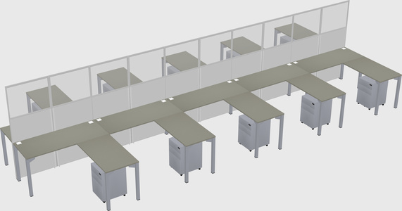 Shared l-shape cubicle