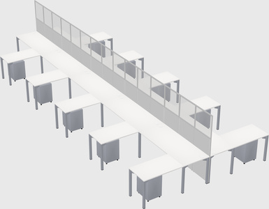 Shared l-shape cubicle