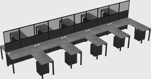 Shared l-shape cubicle