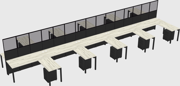 Shared l-shape cubicle