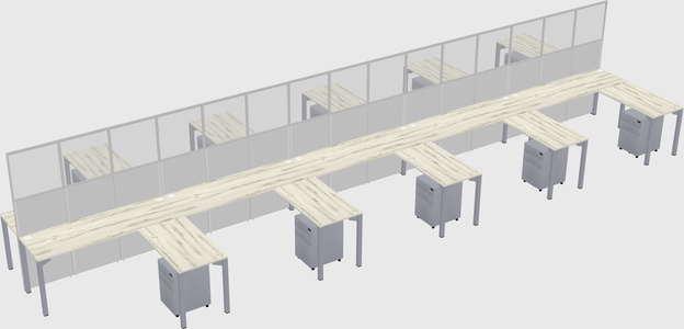 Shared l-shape cubicle