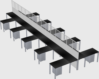 Shared l-shape cubicle