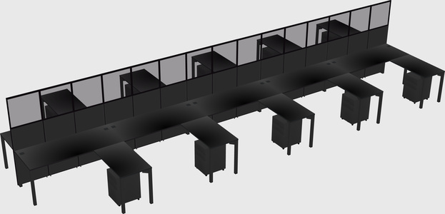 Shared l-shape cubicle