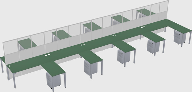 Shared l-shape cubicle