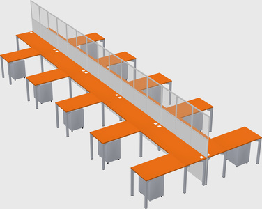 Shared l-shape cubicle
