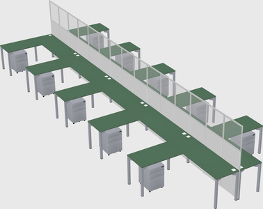 Shared l-shape cubicle