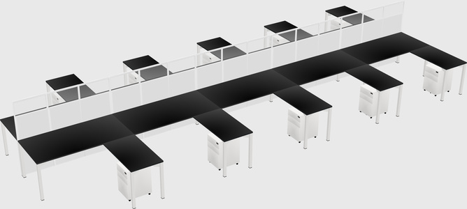 Shared l-shape cubicle