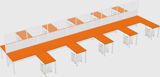 Shared l-shape cubicle