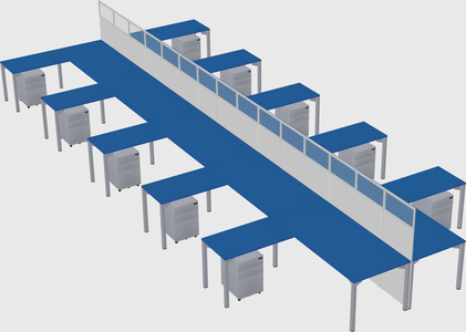Shared l-shape cubicle