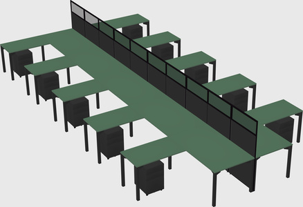 Shared l-shape cubicle